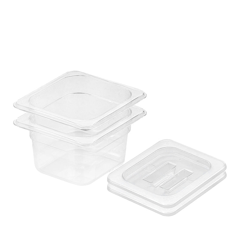 Gastronorm 1/6 Polycarbonate Pan 100mm Clear Lid Bundle of 2