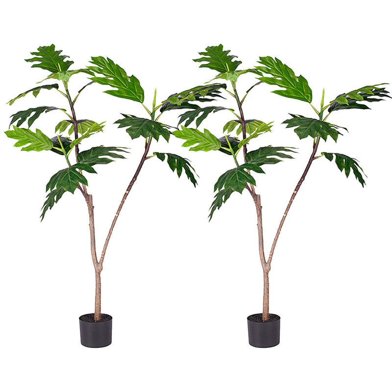 2X 120cm Polyethylene Split Leaf Philodendron Realistic Artificial Plant Green