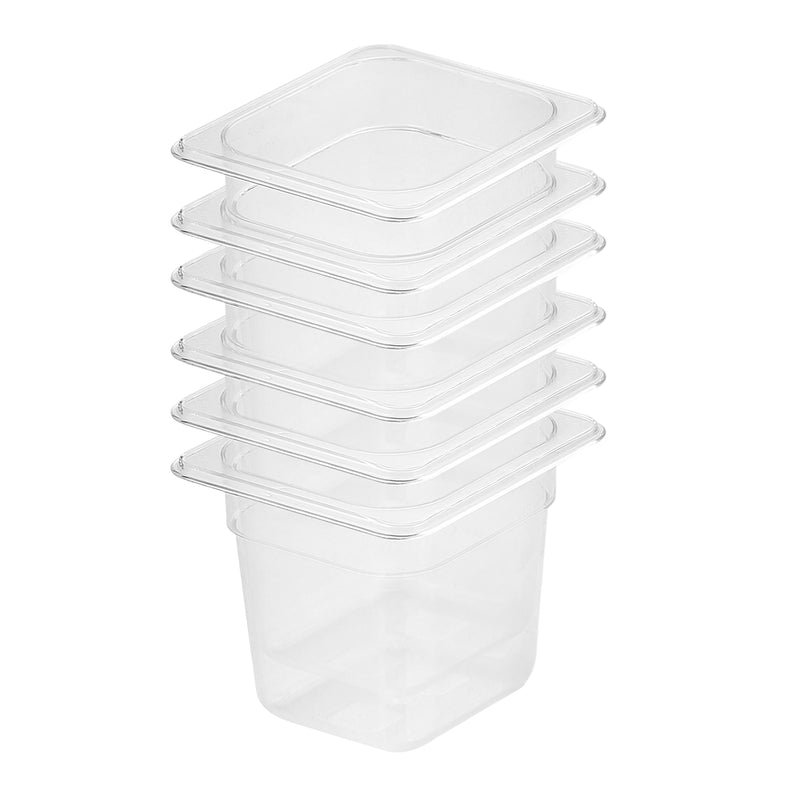 150mm Polycarbonate 1/6 GN Pan Clear Lightweight Bundle of 6
