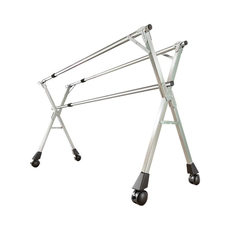 160cm Stainless Steel Foldable Drying Rack 3 Poles Wheels Portable