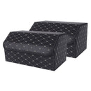 2X Leather Car Boot Organizer Collapsible Foldable Storage Box Black Gold Large