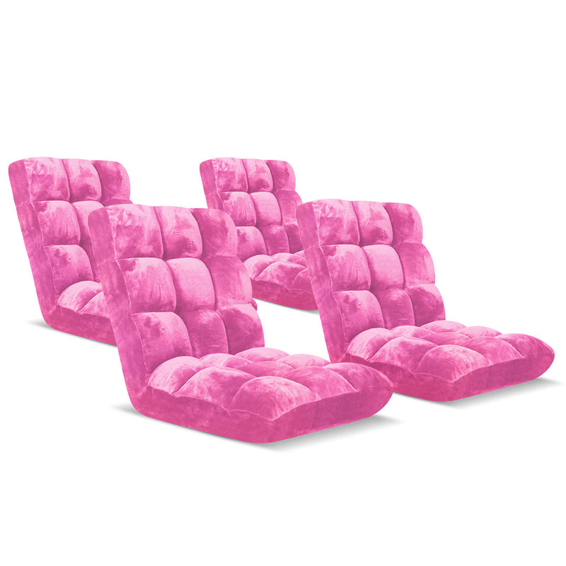 4X Floor Recliner Folding Cushion 6 Position Memory Foam Light Pink 108x53x10cm