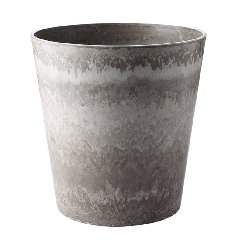 32cm Round Polypropylene Resin Planter Rock Grey Concrete Look Tapered Indoor