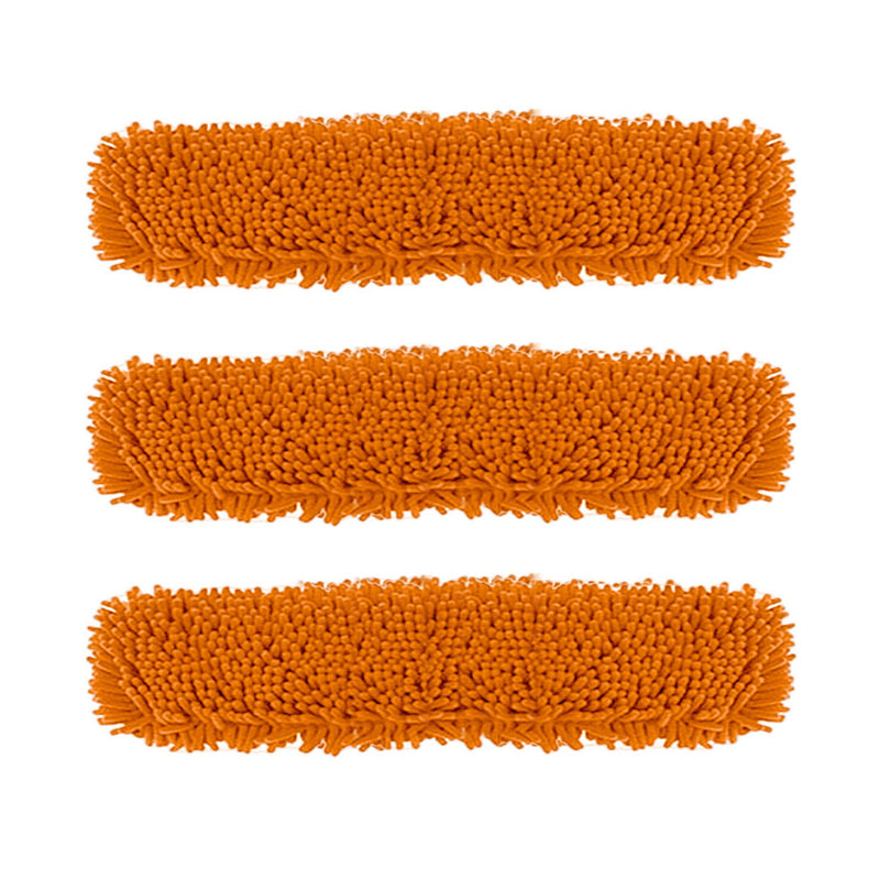 3X Orange Microfiber Flat Mop 80x12 Efficient Floor Cleaning Pads Dust Remover