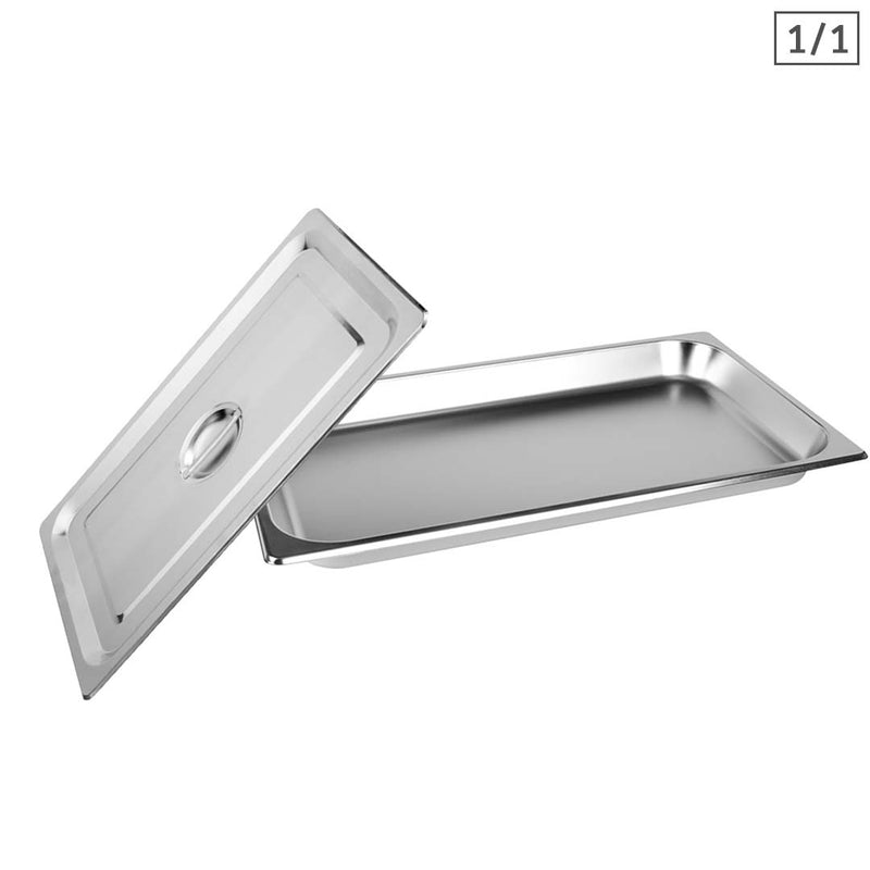 Full Size Gastronorm Pan 6.5cm Deep Stainless Steel Tray With Lid Stackable