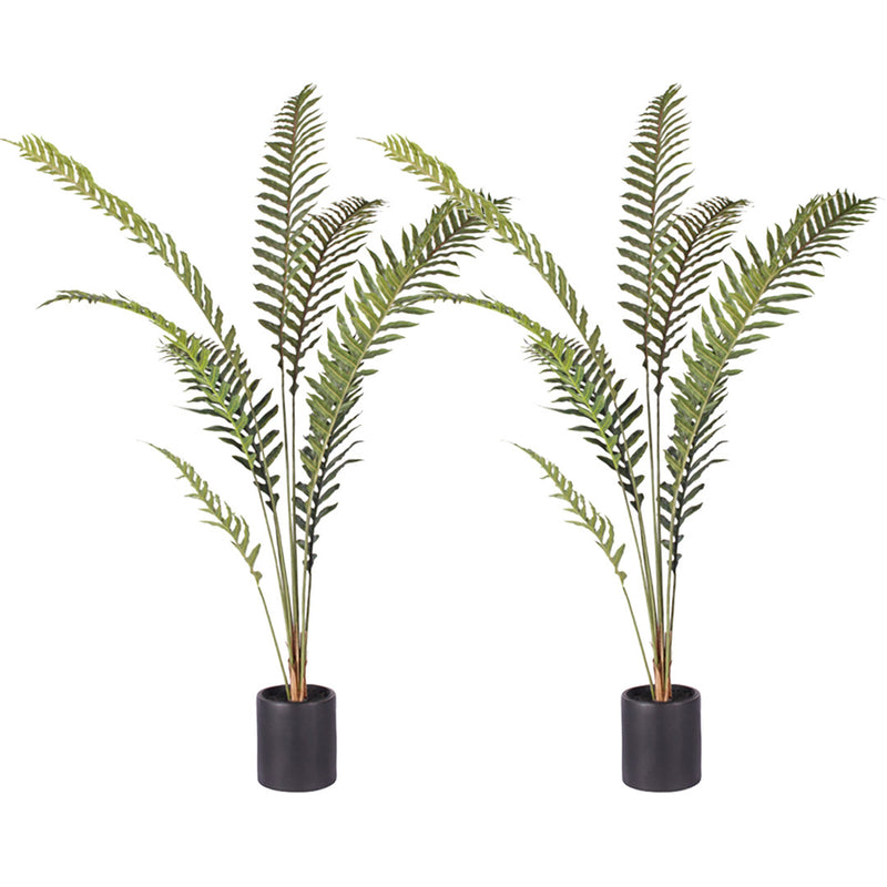 2X 180cm Artificial Hares Foot Fern Polyethylene Green Indoor Plant With Black Pot