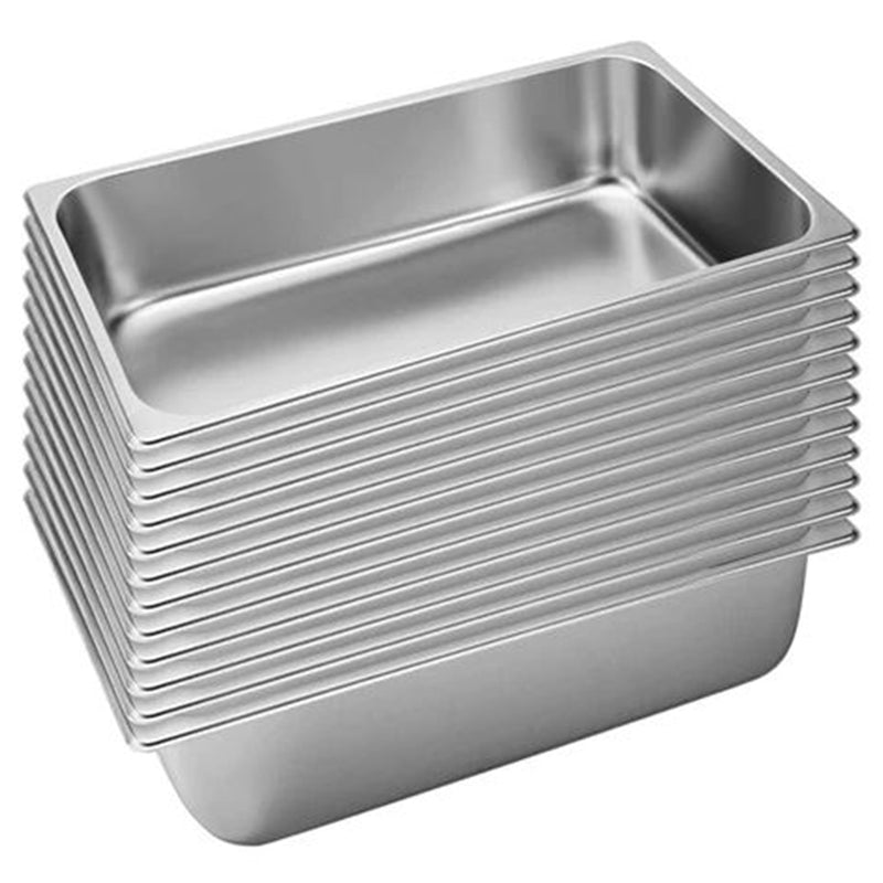 12X Gastronorm Pan Full Size 1/1 Stainless Steel 53cmx32.5cmx15cm Stackable
