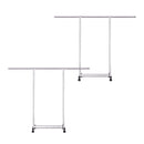 2X Floor Standing Stainless Steel Clothes Rack 180cm Durable Space Saving Organizer
