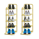2X 5 Tier Metal Shoe Organizer Gold Plated Space Saving Footwear Storage Rack