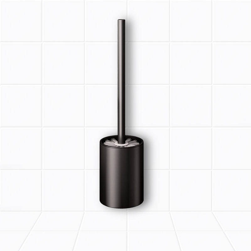 Wall Mounted Toilet Brush with Holder Aluminum Rust Resistant Black 27cm