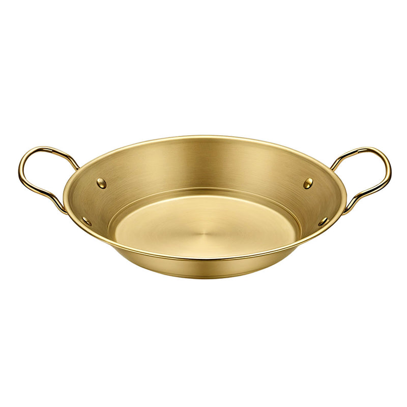 21cm Stainless Steel Dry Pot Gold Finish Kitchen Essential Even Heat Handle