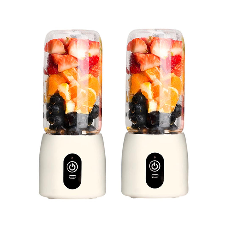 2X Portable Mini Glass Usb Rechargeable Handheld Juicer 8cmX20cm White