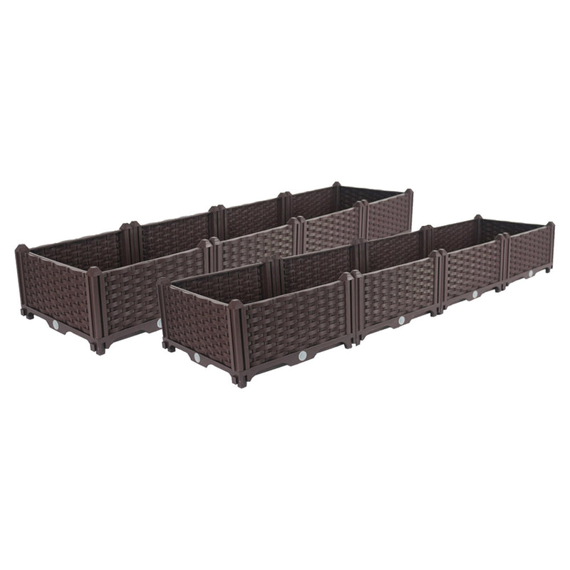 2X 160cm Raised Garden Bed Polypropylene Plastic Self Watering Dark Brown