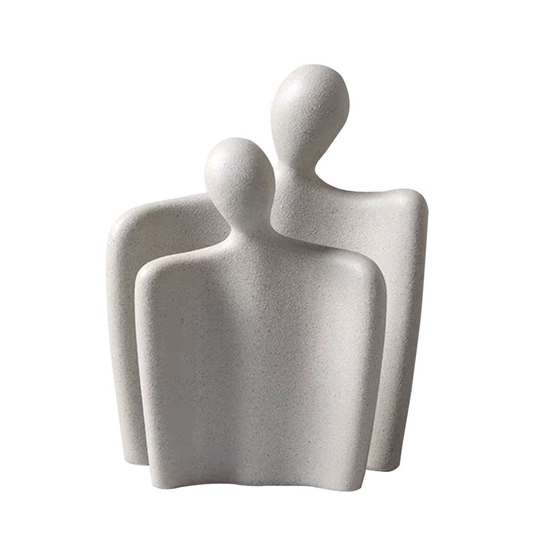 Set of 2 Abstract Human Figurine Sculptures Ceramic Matte Cream 25.5cm 21cm