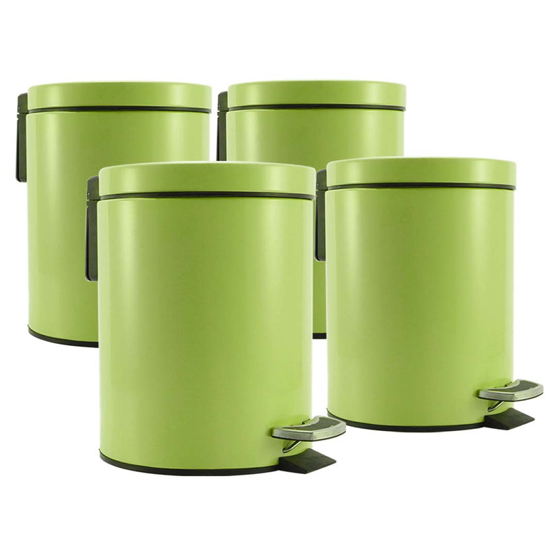 4X Pedal Bin Stainless Steel 7L Round Green Soft Close Removable Inner