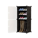 4 Tier Shoe Rack Organizer Black PP Plastic Shoe Storage Stand 42x32x95cm