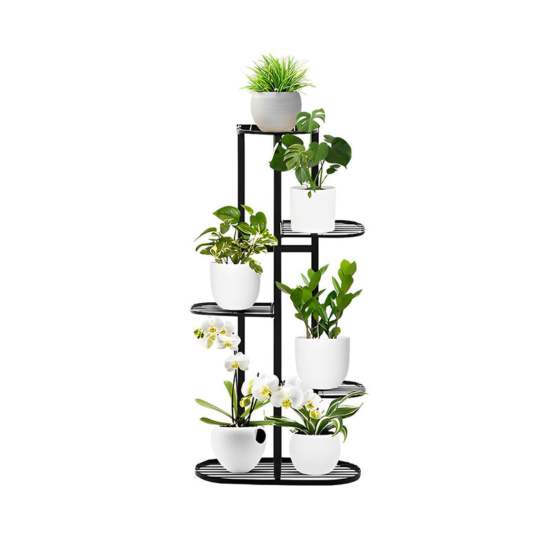 5 Tier Metal Plant Rack 6 Pots Black 44.5x22x96cm Narrow Space Saving