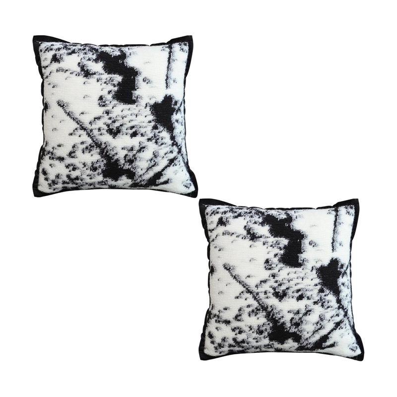2X Throw Pillow Polyester Cotton 50x50x18cm Thick Black And White Leopard