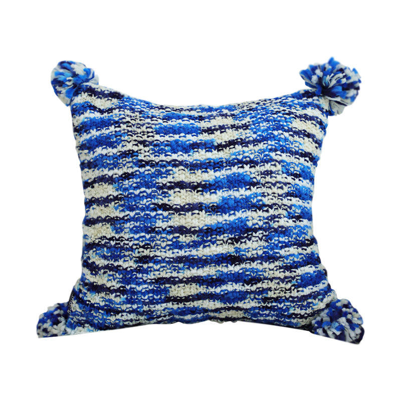 Throw Pillow Knitted Polyester 45X45X14Cm Decorative Soft Deep Sea Blue Gradient