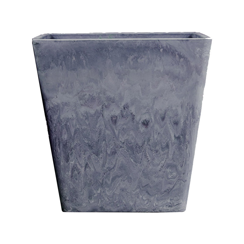 27cm Square PP Resin Planter Tapered Concrete Look Weathered Grey Indoor Office