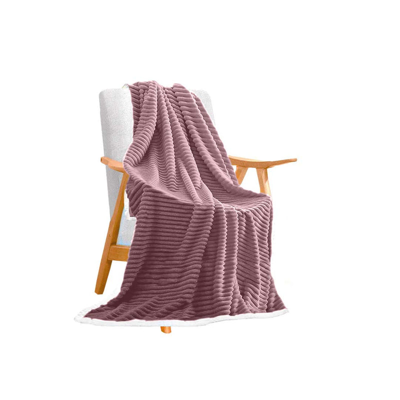 Throw Blanket Thick Flannel Fleece Double Sided Warm Cozy Purple 200x230cm