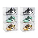 2X Transparent 3 Tier Shoe Organizer Plastic Stackable Box with Magnetic Door