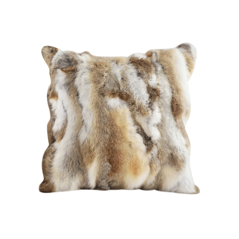 40x45x14cm Rabbit Fur Throw Pillow Square Thick Plush Coffee