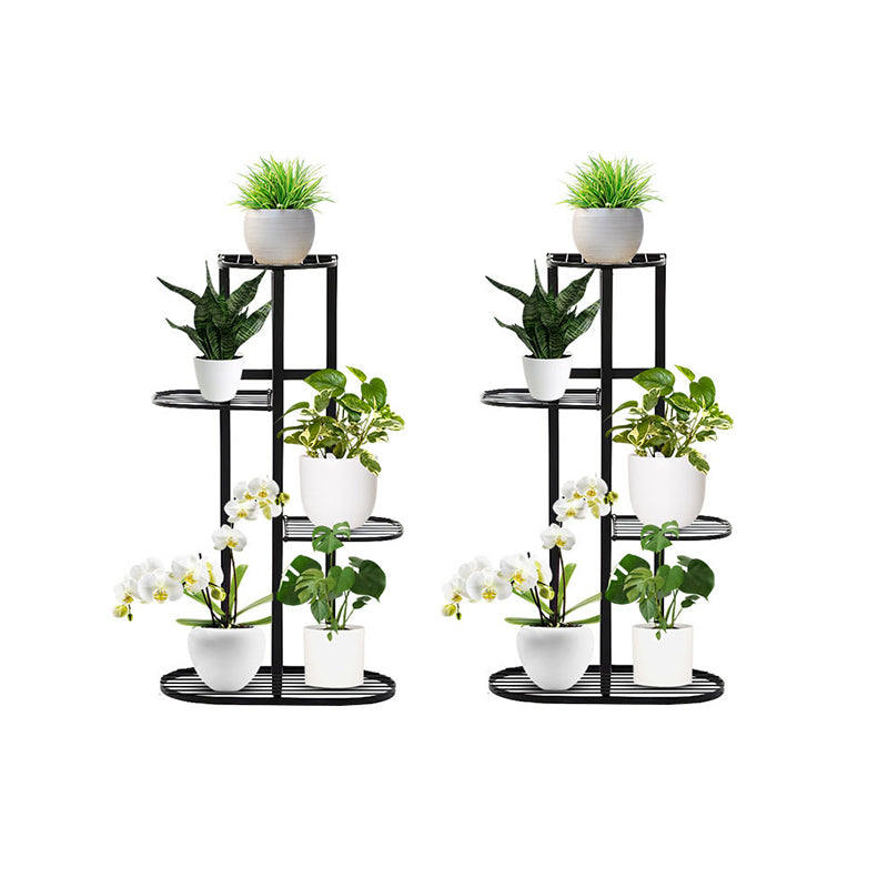 2X 4 Tier 5 Pots Metal Plant Rack Black 82cm Tall Space Saving
