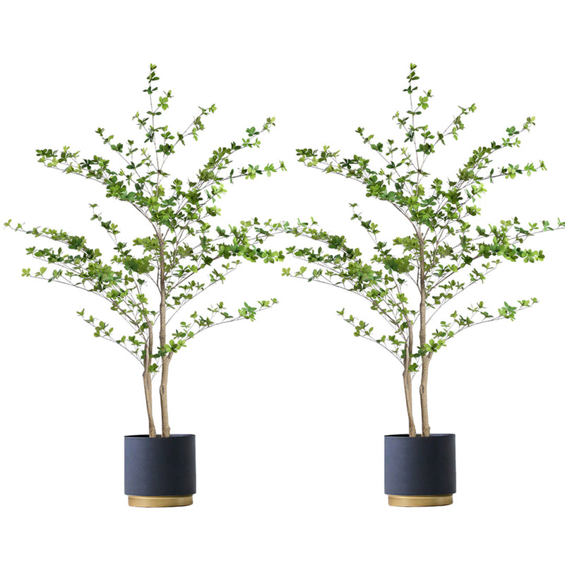 2X 180cm Potted Artificial Watercress Tree Silk Leaves Polyethylene Trunk Green