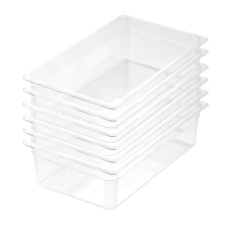 Gastronorm 1/1 Clear Polycarbonate GN Pan Set of 6 150mm Food Tray Storage