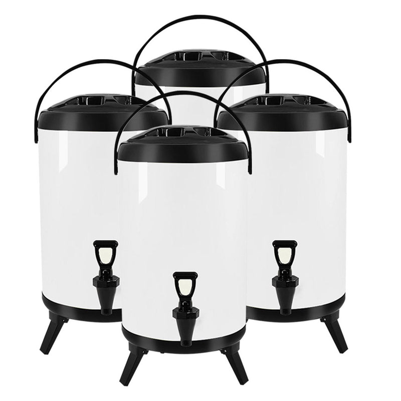 4X 16L Stainless Steel Insulated Hot Cold Beverage Dispenser With Faucet White