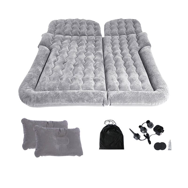 Grey Inflatable Car Mattress Camping Travel Bed with Pillows and Pump