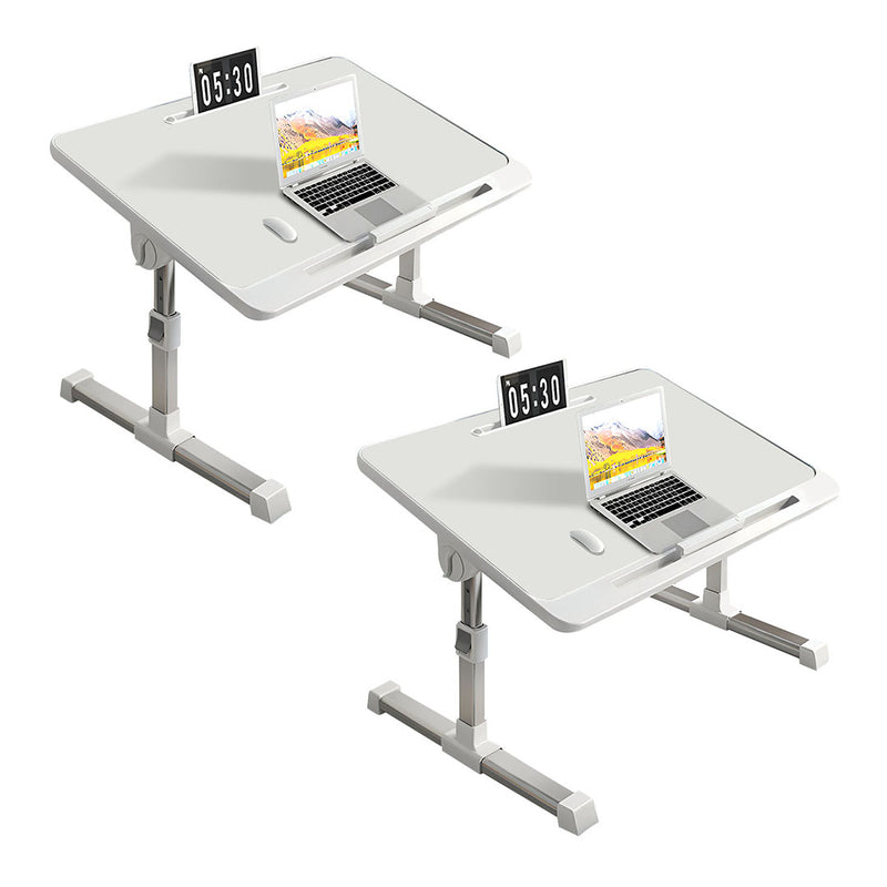 2X White Portable Foldable Adjustable Bed Desk Table Aluminum 60X40cm