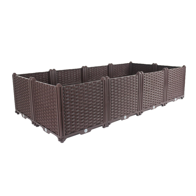 160CM Raised Planter Box Outdoor Polypropylene Self-Watering Dark Brown