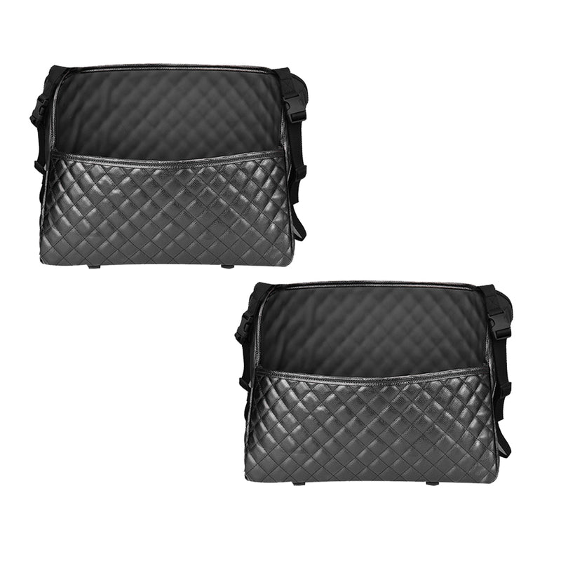 2X Black Leather Car Organizer Backseat Hanging Storage Bag Easy Clean Durable