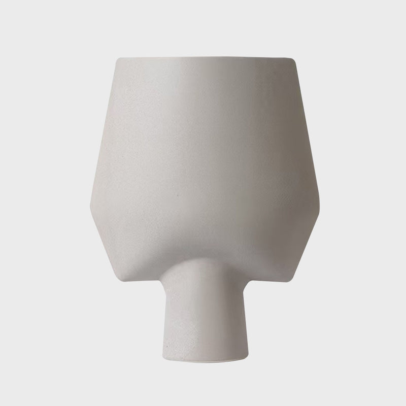 33x43cm Ceramic Square Vase Abstract Handcrafted Matte Gray Home Decor