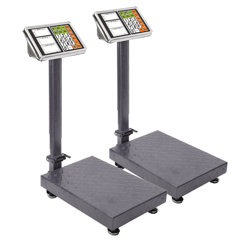 2X 150Kg Electronic Platform Scale Stainless Steel Pan Black 20g Increments