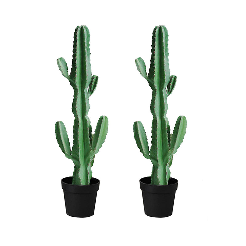 2X 105cm Polyurethane Potted Artificial Cactus 6 Heads Green Realistic