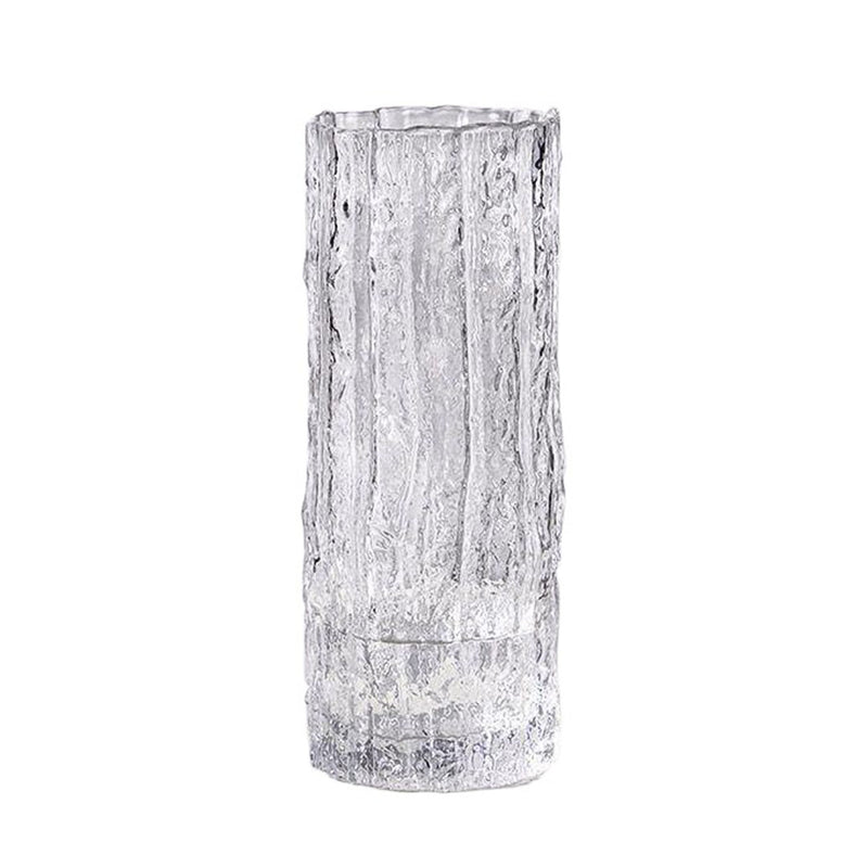 Hand Blown Clear Glass Vase 30.5cm Tall Slim Vintage Pink Hue