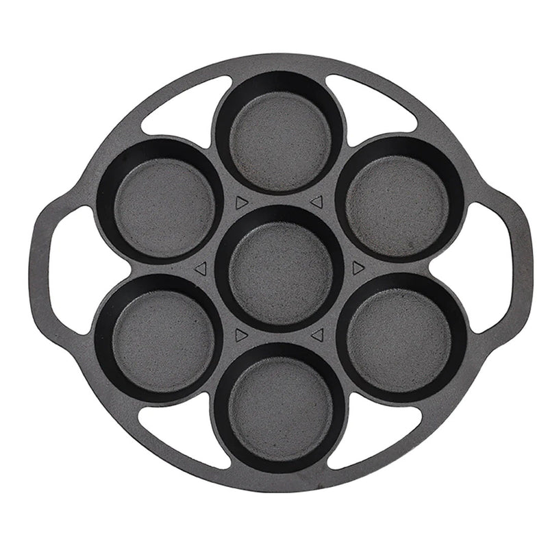 32cm Cast Iron Takoyaki Pan 7 Hole Non Stick Grill Mold Multipurpose Cooking