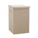 Beige Medium Collapsible Canvas Laundry Hamper Foldable Storage Box Organizer