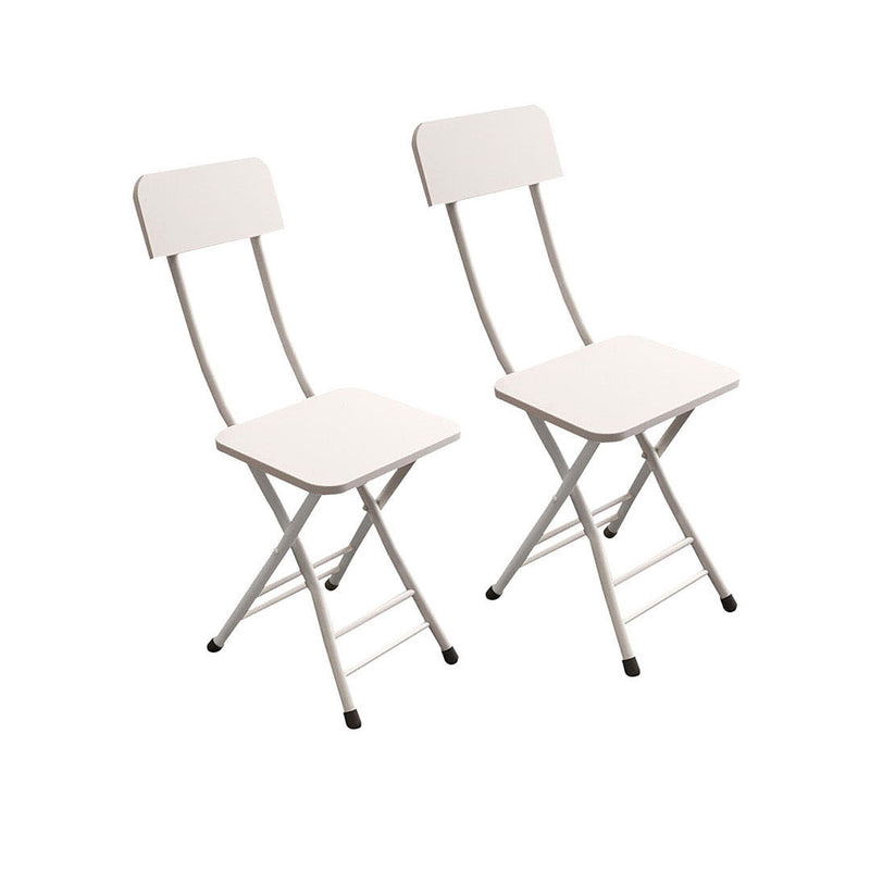 White Foldable Chair Mdf Aluminum Legs Seat Height 44cm Portable Set of 2