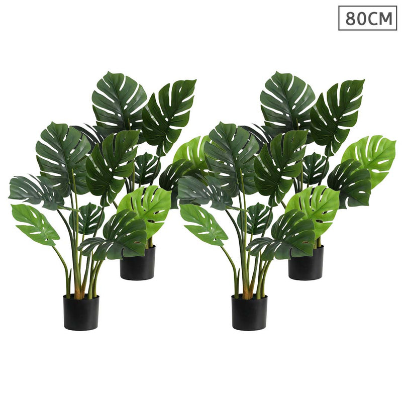 4X 80cm Indoor Outdoor Potted Turtle Back Artificial Plant Realistic Green