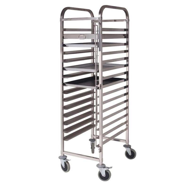 15 Tier Stainless Steel Bakery Trolley With Wheels Fits 60x40cm Tray