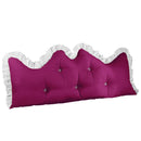 120cm Burgundy Princess Headboard Pillow Backrest with Ruffle Lace Decor