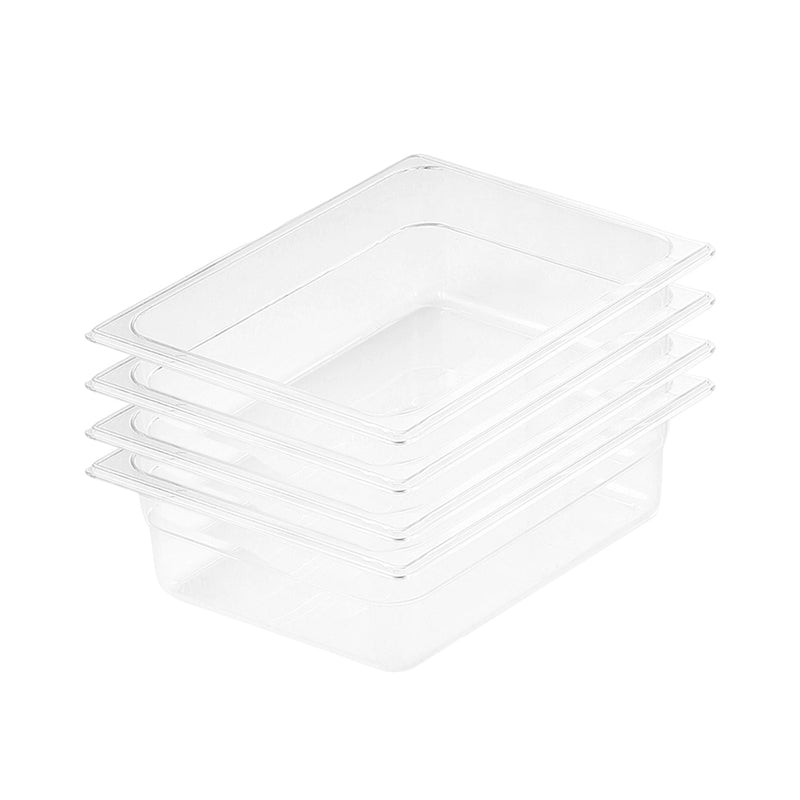 150mm Polycarbonate GN Pan Clear Food Tray Set of 4 Dishwasher Safe