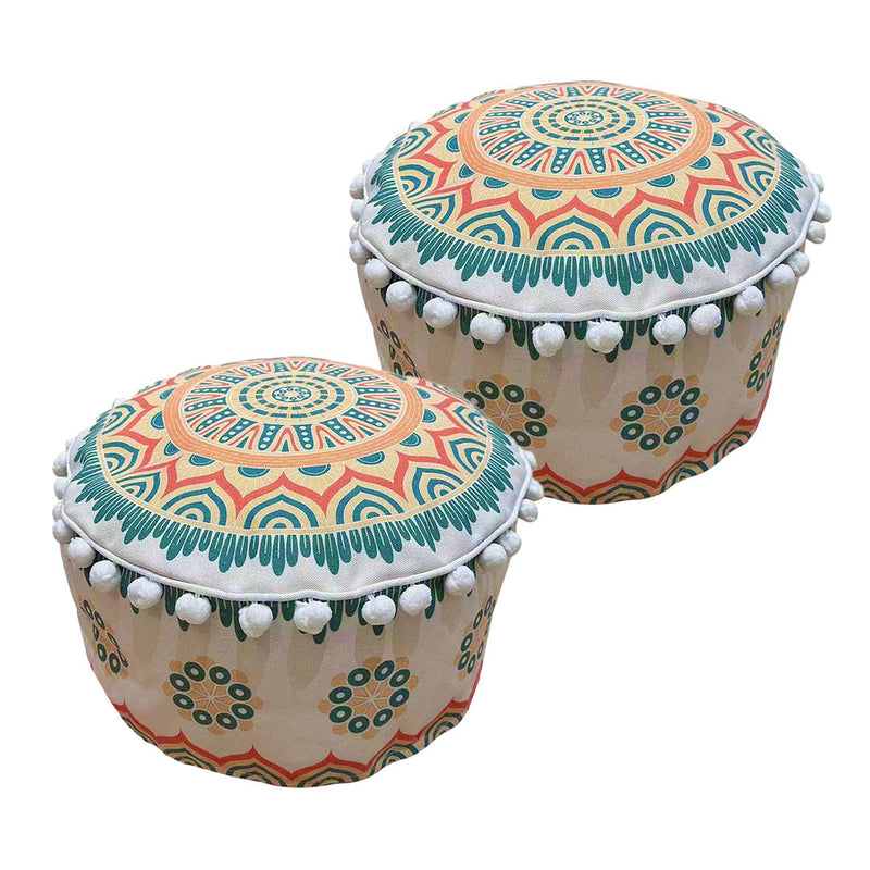 2X 50x30cm Polyester Cotton Pouf Cushion With EPP Particle Support Multicolor
