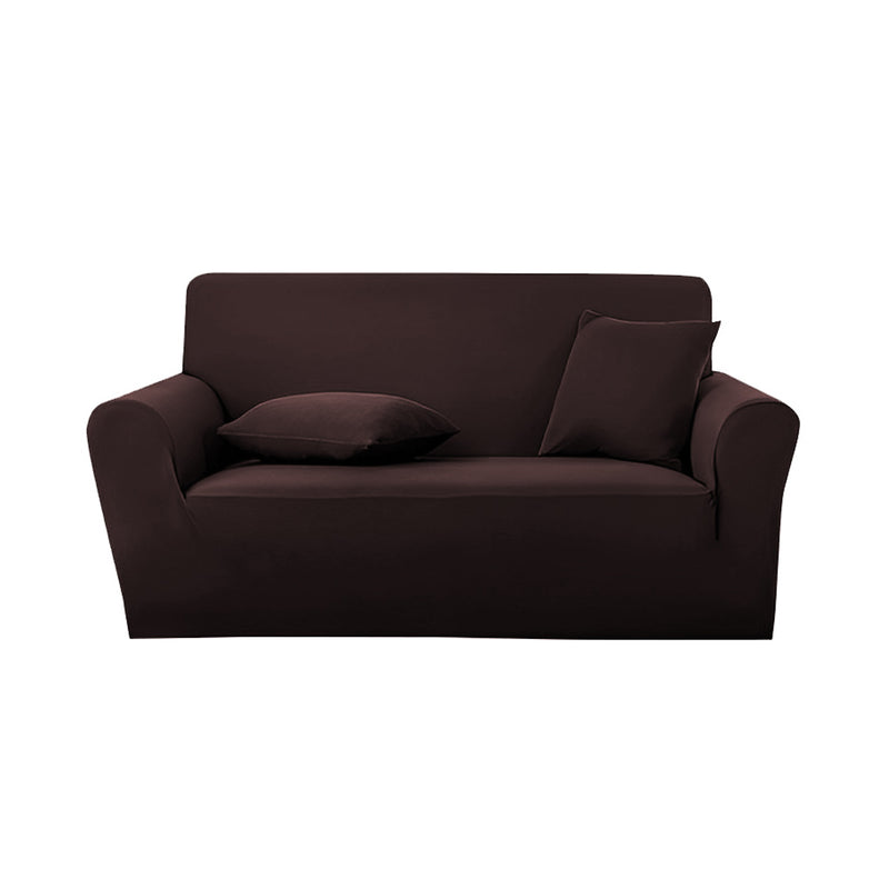 2 Seater Sofa Cover Polyester Stretch Fit 145 To 185 Cm Coffee
