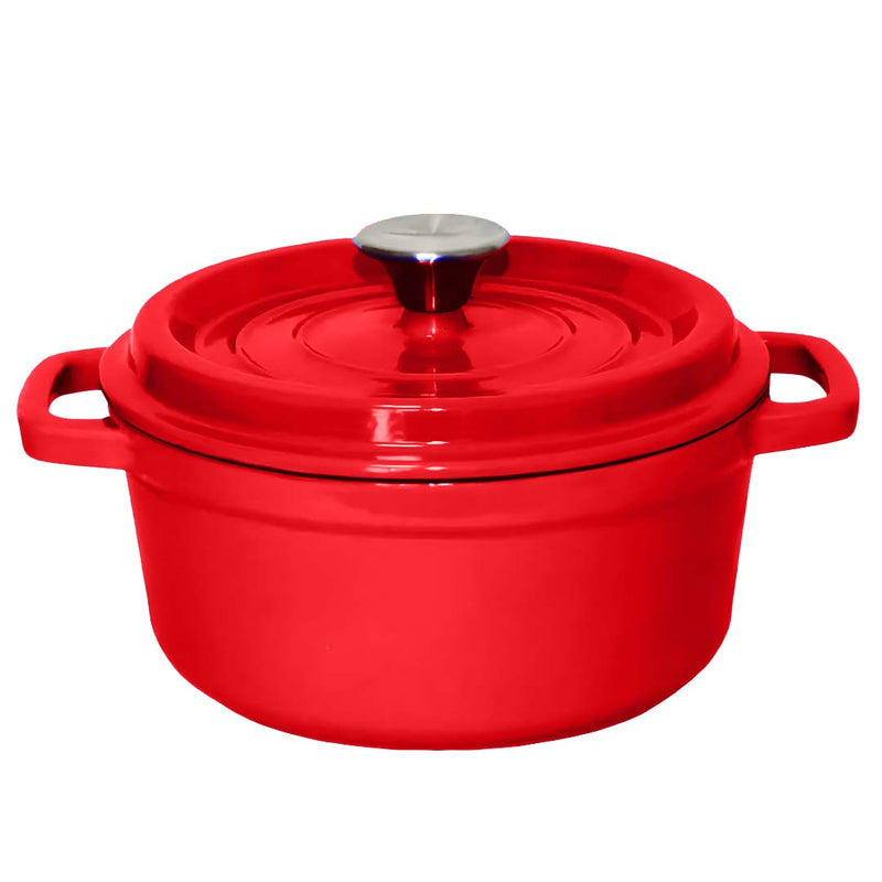 Cast Iron Enamel Casserole 26cm 5L Induction Ready Red With Lid