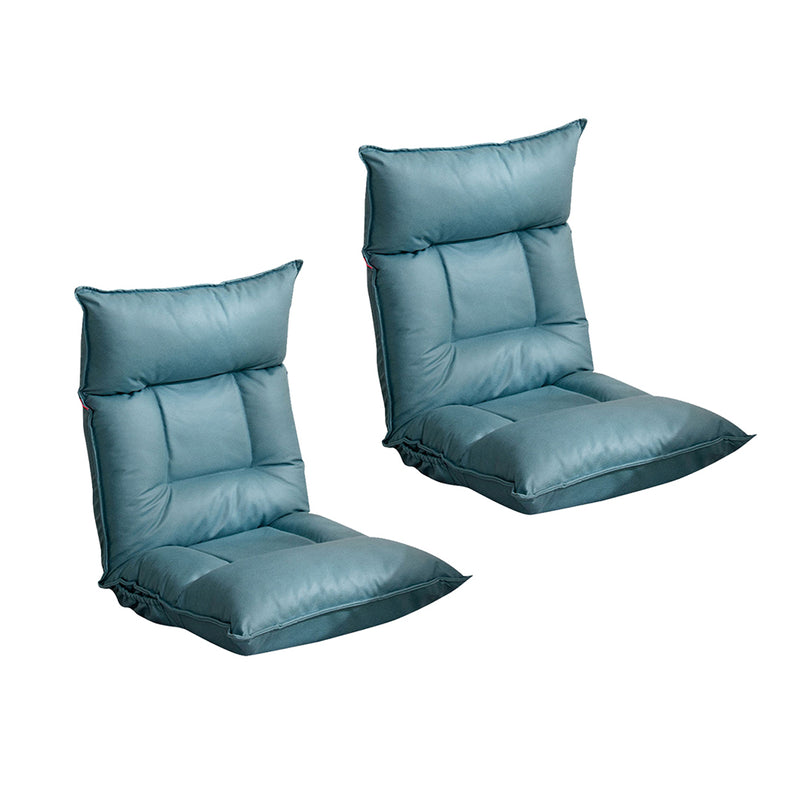 2X Green Air Leather Recliner Sofa Bed Tatami Cushion Adjustable Backrest
